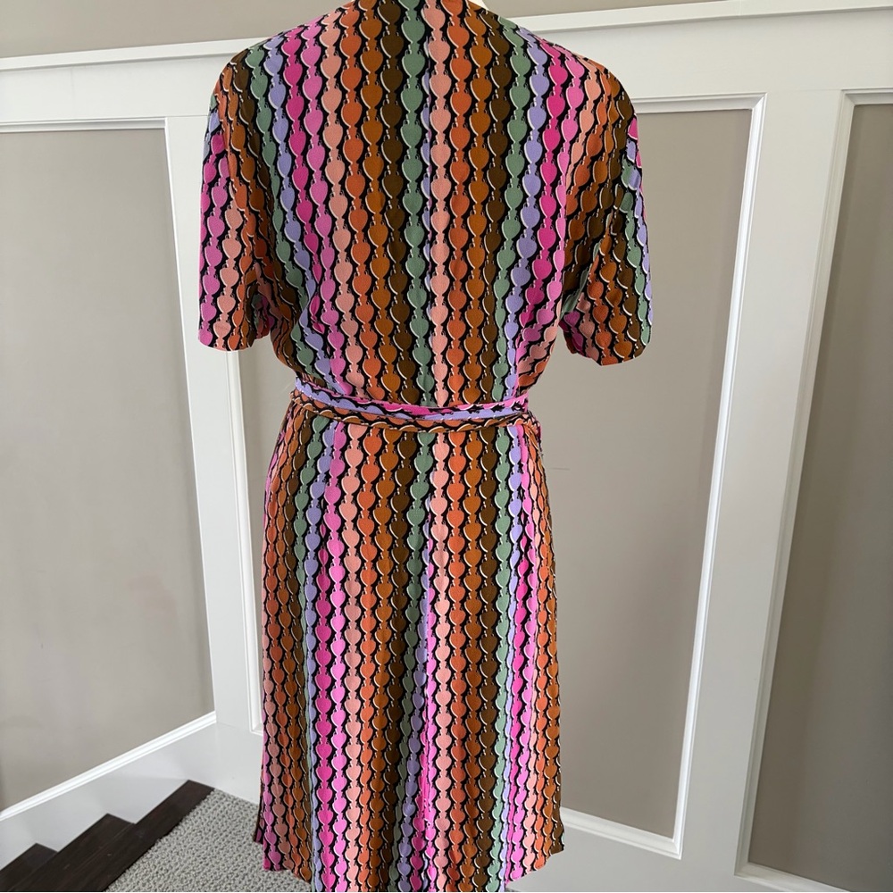 Diane Von Furstenberg Multicolor Wrap Dress — Pink, Orange, Green, Purple, Brown - Picture 5 of 6